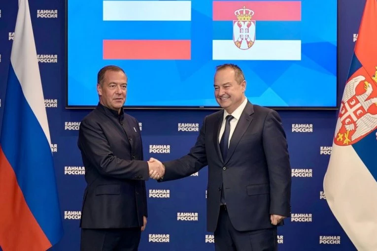 Dačić sa zamenikom predsednika Saveta bezbednosti Ruske Federacije Dmitrijem Medvedevim