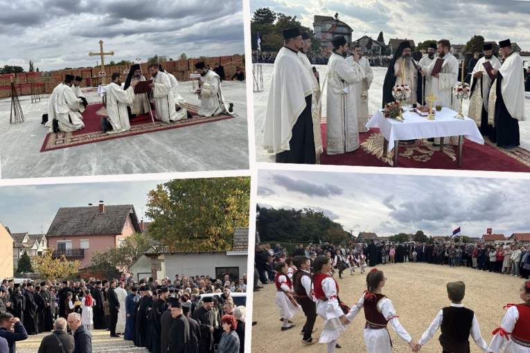 U MAČVI NIČE NOVI HRAM PO UZORU NA HILANDAR: Vladika Jerotej osveštao temelje, vernici priredili veliko slavlje (FOTO)