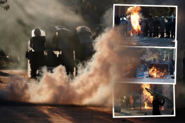 GORE ZGRADE DVA MINISTARSTVA I POLICIJSKA STANICA! Eskalacija nasilja u Tirani - TRG SKENDERBEGA PRETVOREN U RATNU ZONU! (FOTO)
