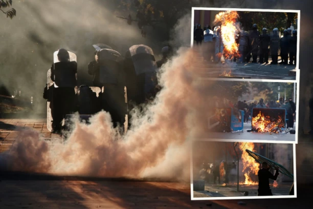 GORE ZGRADE DVA MINISTARSTVA I POLICIJSKA STANICA! Eskalacija nasilja u Tirani - TRG SKENDERBEGA PRETVOREN U RATNU ZONU! (FOTO)